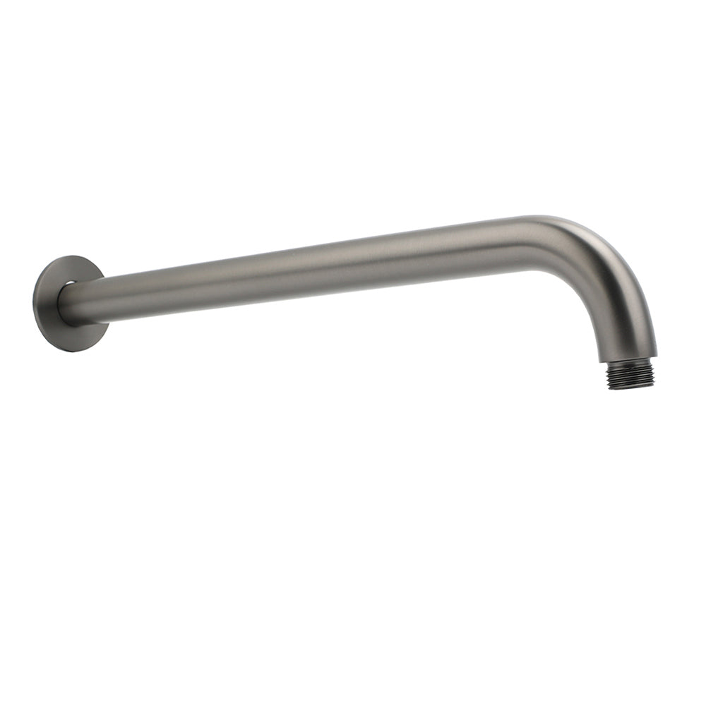 WELS Gun Metal Round 10" Rain Shower Head 400mm Straight Wall Mounted Arm Bath Set