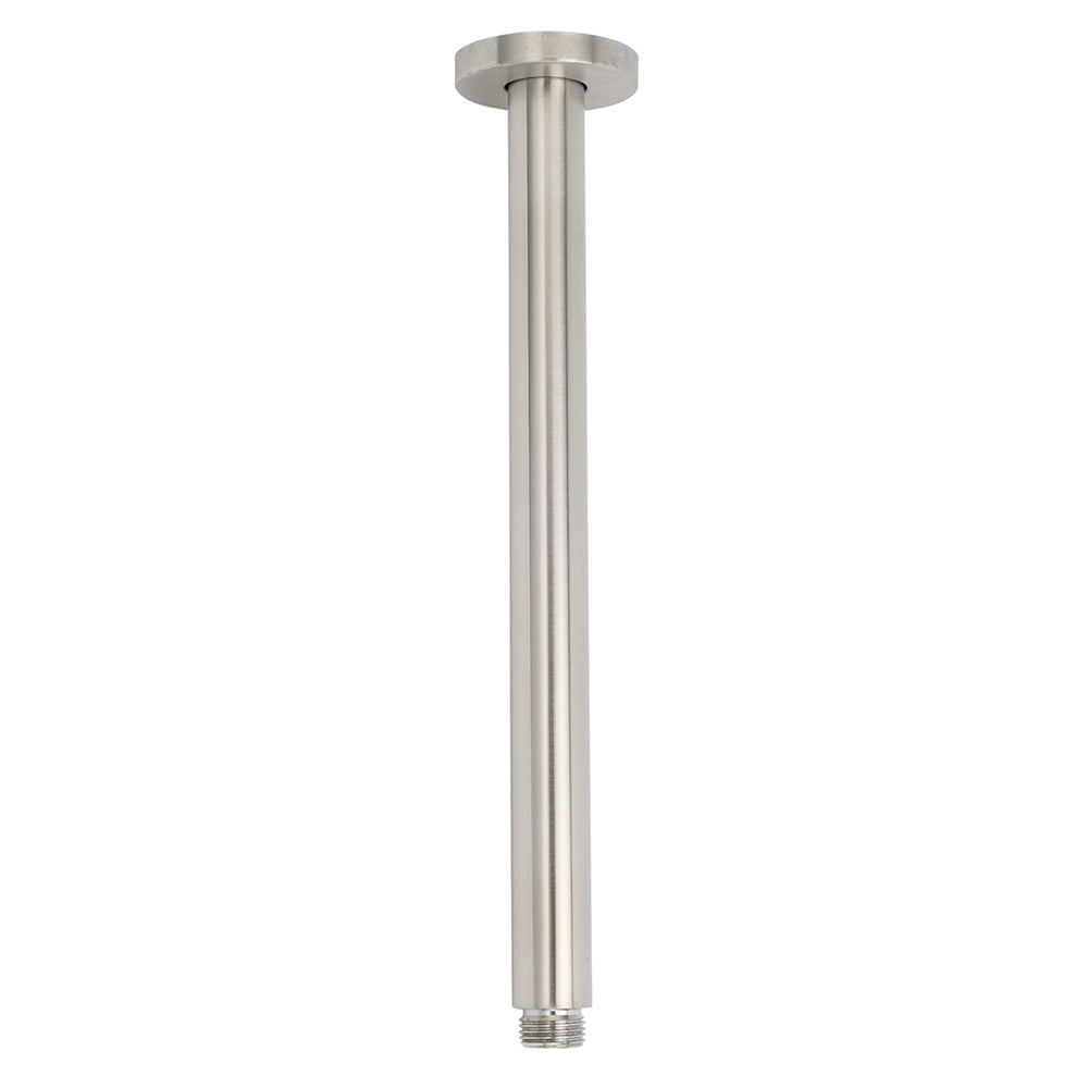 Brushed Nickel Round 8" Shower Rain Head + 300mm Brass Ceiling Dropper Arm Set
