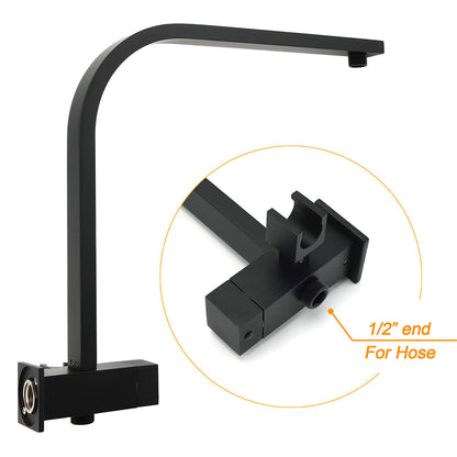 WELS Matt Black 8" Shower Head 3 Modes Handheld Gooseneck Arm Square 2in1 Set Mixer