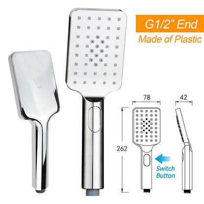 WELS Square Twin Shower Head Chrome 16" Large 3 Mode Handheld Diverter Wall Arm Set