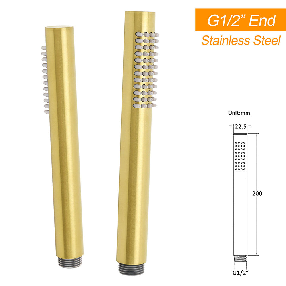 WELS Brushed Gold Round 12" Rain Shower Head Stainless Steel Handheld Diverter Wall Arm Set