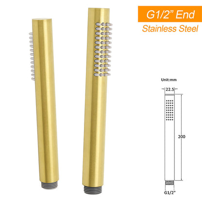 WELS Brushed Gold Round 12" Rain Shower Head Stainless Steel Handheld Diverter Wall Arm Set