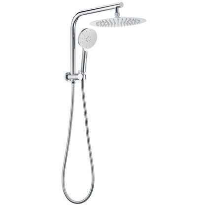 WELS 10" Rain Shower Head Handheld Sliding Rail DIY Twin Set Chrome Round