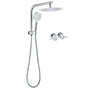 WELS Chrome Round 10" Rain Shower Head Handheld Sliding Rail DIY 2in1 Twin Taps Set