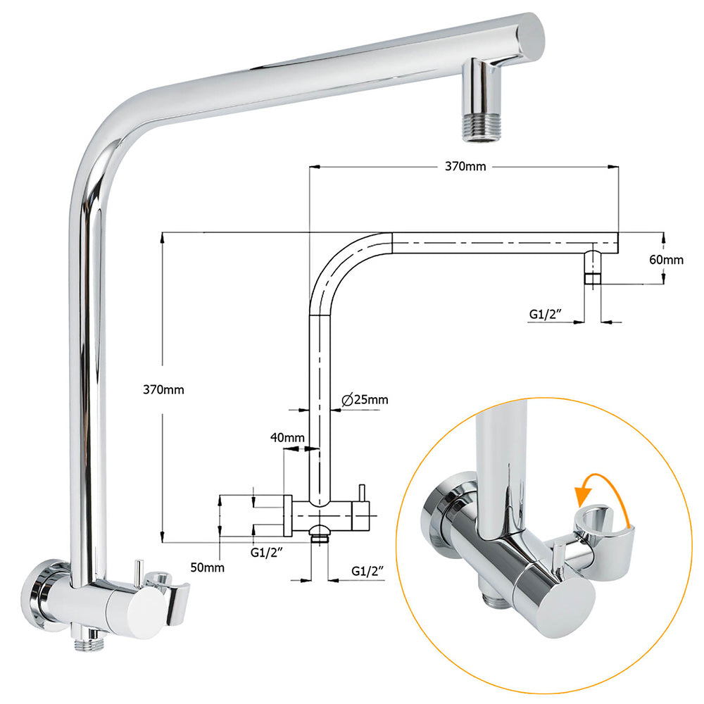WELS Chrome Round 10" Rain Shower Head Handheld Sliding Rail DIY 2in1 Twin Taps Set