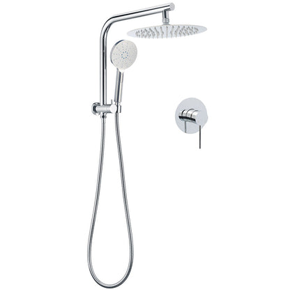 WELS Chrome Round 10" Rain Shower Head Handheld Sliding Rail DIY 2in1 Mixer Set