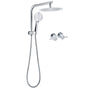 WELS Round Chrome 10" Dual Shower Head 3 Mode Handheld Gooseneck Wall Arm Twin Taps Set