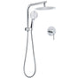 WELS Round Chrome 10" Twin Shower Head 3 Mode Handheld Gooseneck Wall Arm Mixer Set
