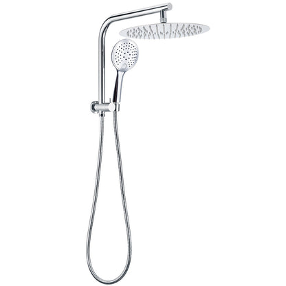 2in1 Large Round 12" Shower Head 3 Mode Handheld Gooseneck Arm Diverter Set Drill Free