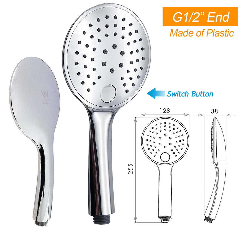 2in1 Large Round 12" Shower Head 3 Mode Handheld Gooseneck Arm Diverter Set Drill Free