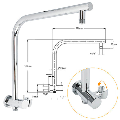 WELS Round 9" Twin Shower Head 3 Modes Handheld Gooseneck Wall Arm 2 in 1 Combo