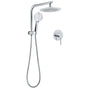 WELS Round 9" Twin Shower Head 3 Mode Handheld Gooseneck Wall Arm 2 in 1 Combo Mixer Set