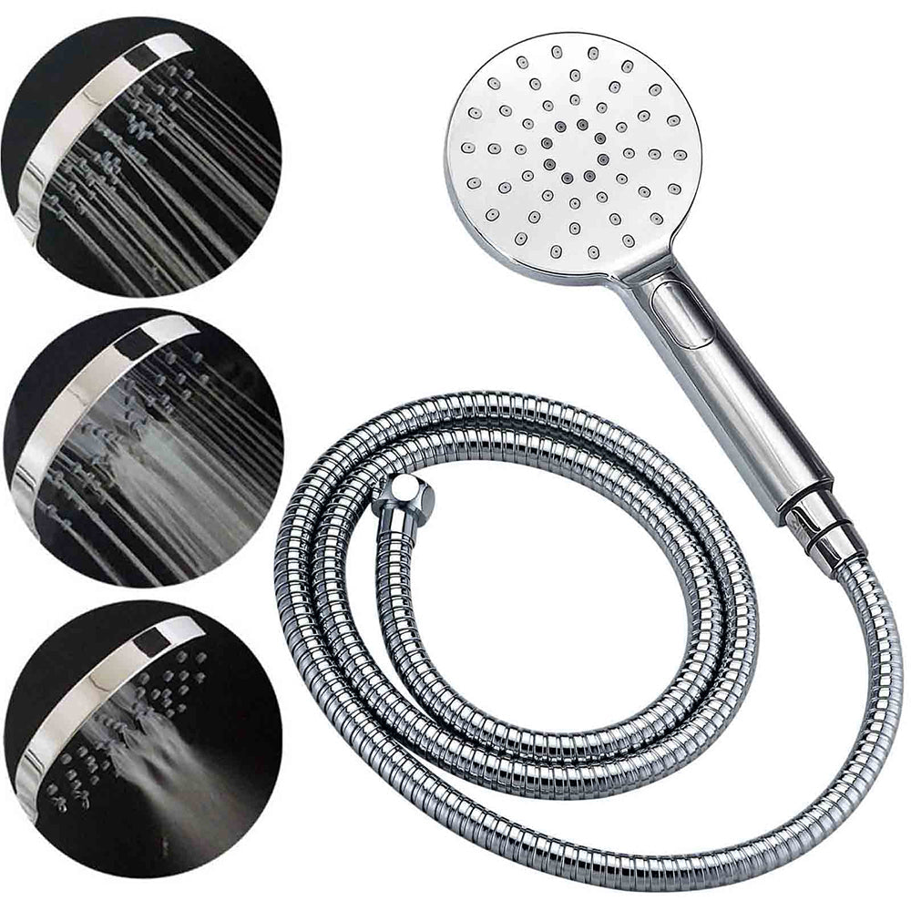 WELS Twin Shower Set 10" Rainfall Head 3 Modes Handheld Rose Silde Rail Chrome Round Mixer