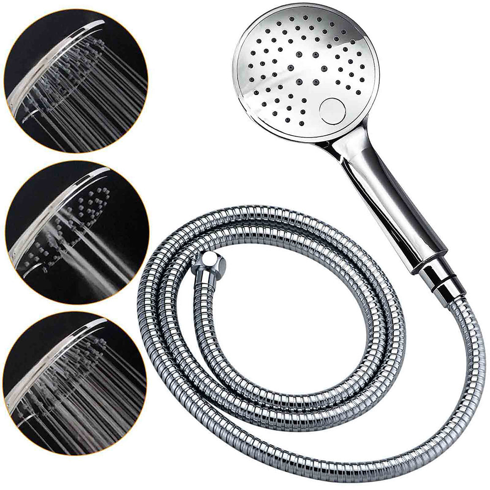 WELS Double Round Shower Head Handheld Sliding Rail Arm Chrome 12" Rainfall Twin Taps Set