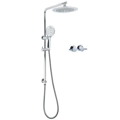 WELS Chrome 9" Plastic Rain Shower Head 3 Modes Handheld Rose Slide Rail Twin Taps