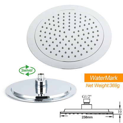 WELS Chrome 9" Plastic Rain Shower Head 3 Modes Handheld Rose Slide Rail Twin Taps