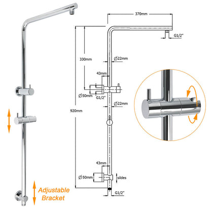 WELS Chrome Dual 10" Slim Rain Shower 5 Modes Handset Mixer Valve Sliding Rail + Single Mixer