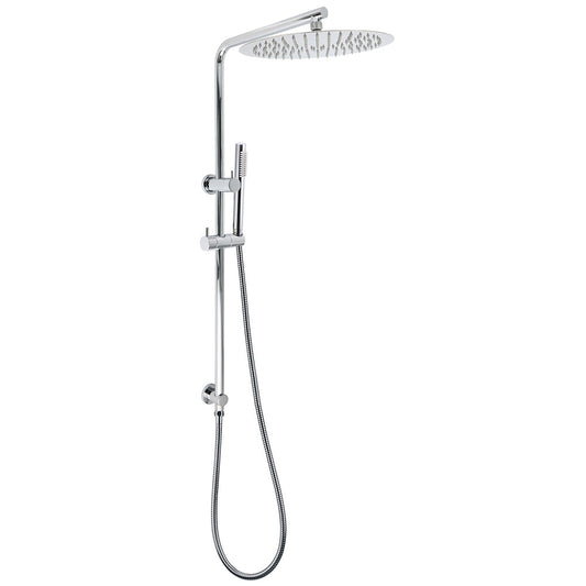 12" Rainfall + Brass Handheld Twin Shower Heads Rail Diverter Arm Round Set
