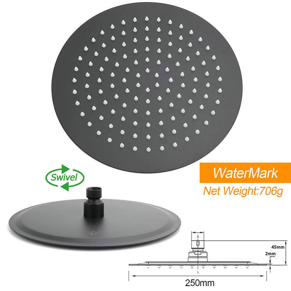 Matt Black 10" Shower Rain Head Handheld Silde Wall Arm Rail Dual Bath Set