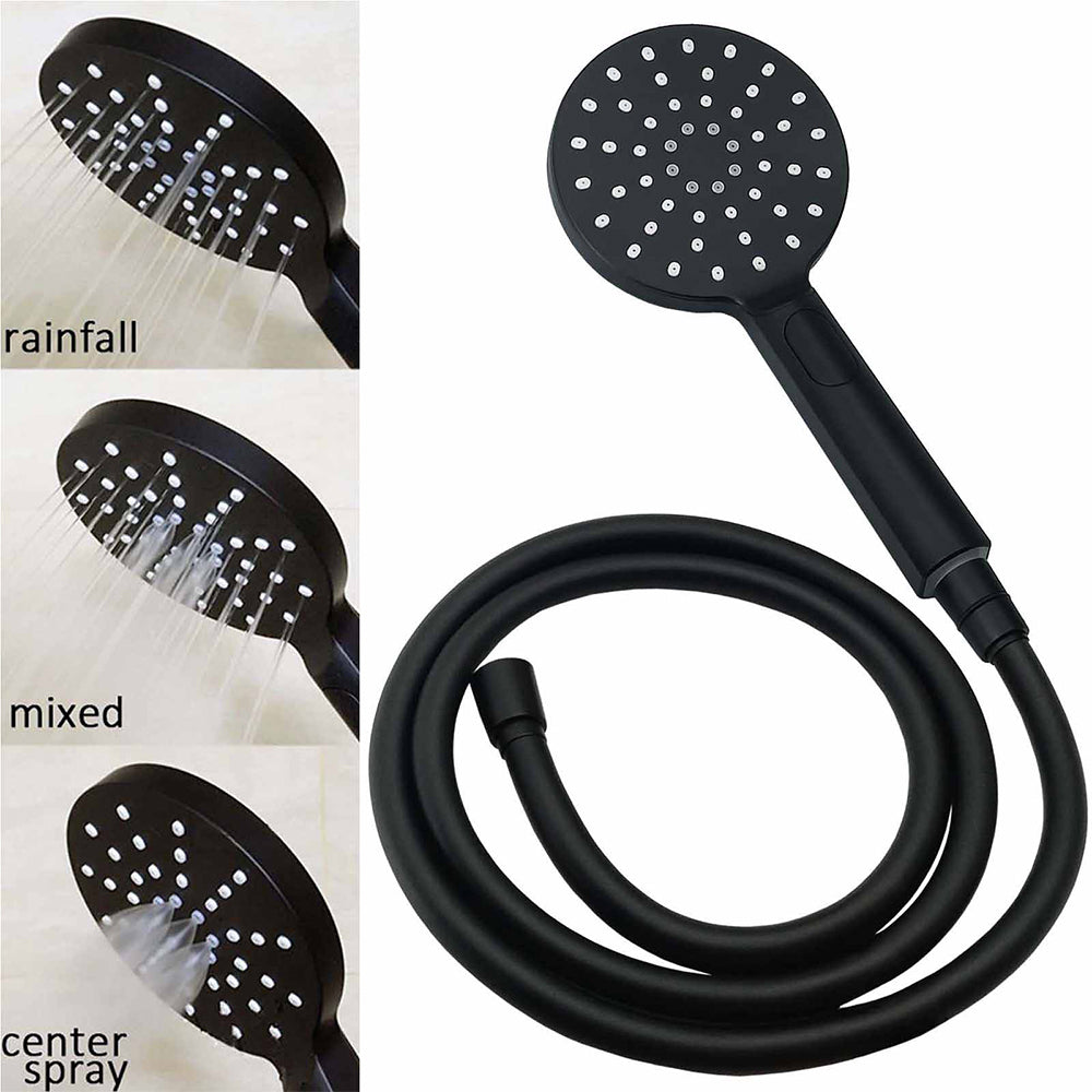 Matt Black 10" Shower Rain Head Handheld Silde Wall Arm Rail Dual Bath Set