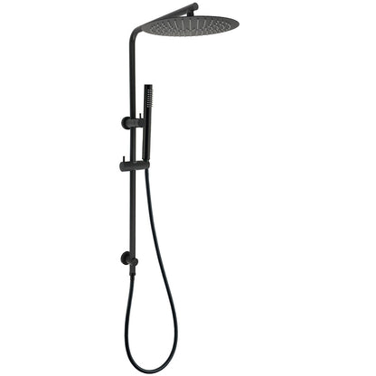 Round 300mm Rain Shower Head Brass Handheld Riser Rail Set Diverter Matt Black