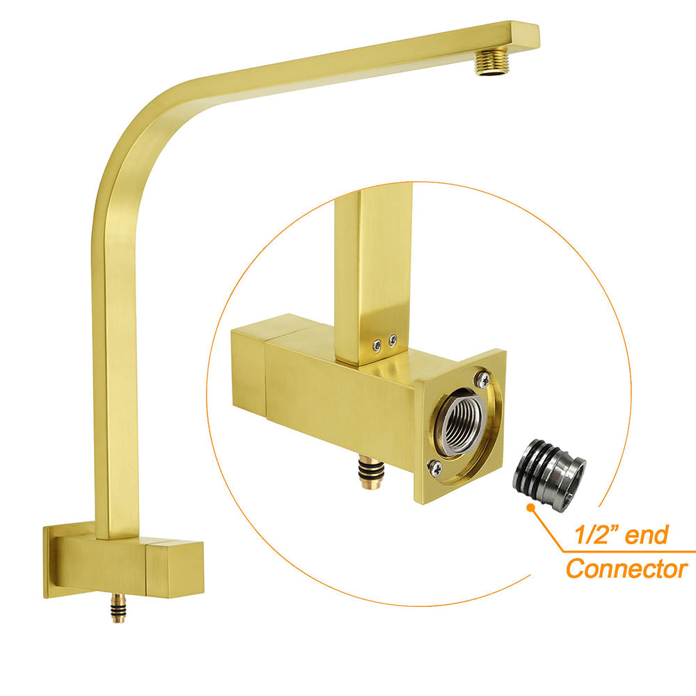 WELS Brushed Gold 2in1 Set 8" Square Rain Shower Head 3 Modes Handheld Silde Rail Arm + Mixer