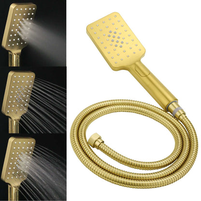 WELS Brushed Gold 2in1 Set 8" Square Rain Shower Head 3 Modes Handheld Silde Rail Arm + Mixer