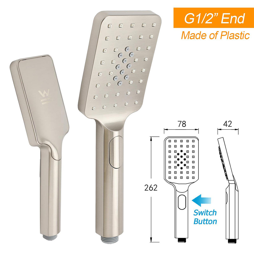 Brushed Nickel Square Twin Shower Set 8" Rain Head 3 Modes Handheld Silding Rail Arm