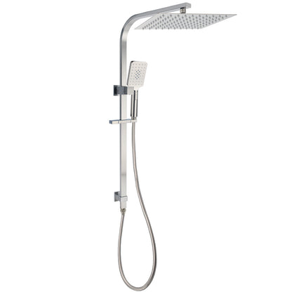 Brushed Nickel Square 2in1 Shower Set Large 12" Rain Head 3 Modes Handheld Silding Rail Arm