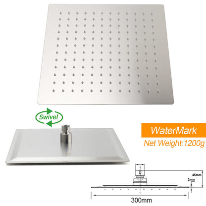 Brushed Nickel Square 2in1 Shower Set Large 12" Rain Head 3 Modes Handheld Silding Rail Arm