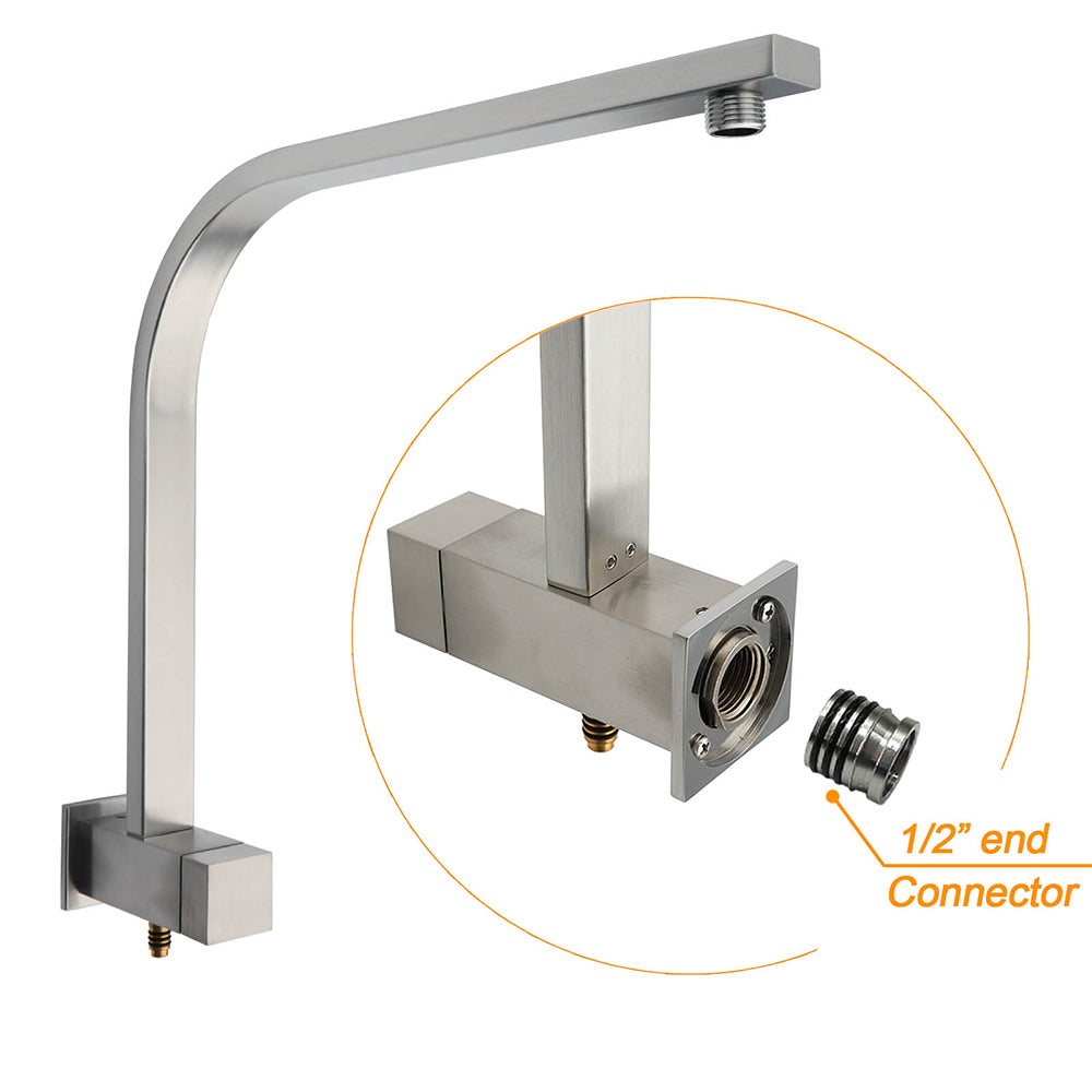 Brushed Nickel Square 2in1 Shower Set Large 12" Rain Head 3 Modes Handheld Silding Rail Arm