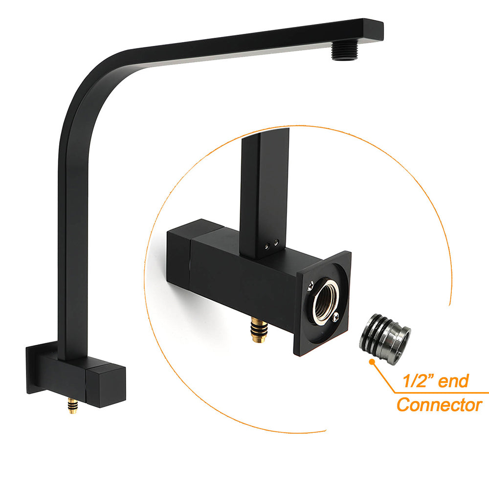 Matt Black Square 2in1 Shower 10" Rain Head 3 Modes Handheld Silde Rail Arm Set