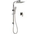 WELS Gun Metal Double Square Shower Head Set 10" Rain Handheld Sliding Rail Diverter Wall Mixer