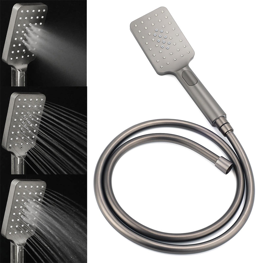 WELS Gun Metal Double Square Shower Head Set 10" Rain Handheld Sliding Rail Diverter Wall Mixer