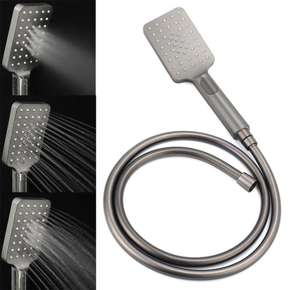 WELS Gun Metal Double Square Shower Head Set 10" Rain Handheld Sliding Rail Diverter Wall Mixer
