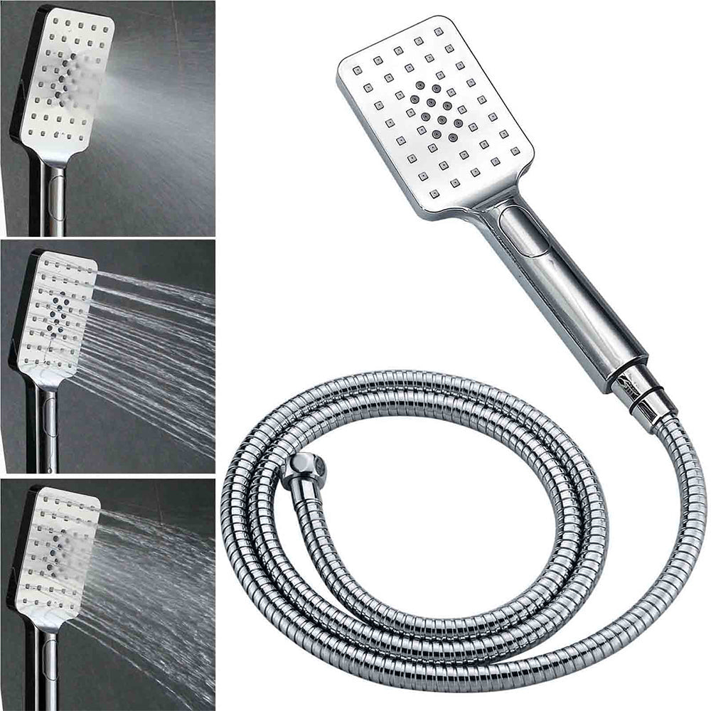 WELS 2IN1 Square Shower Head Set 10" Rain Handheld Sliding Rail Arm Inbuilt Diverter