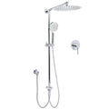 WELS Round 12" Rain Dual Shower Head 3 Modes Handheld Wall Rail Chrome Mixer Valve Set