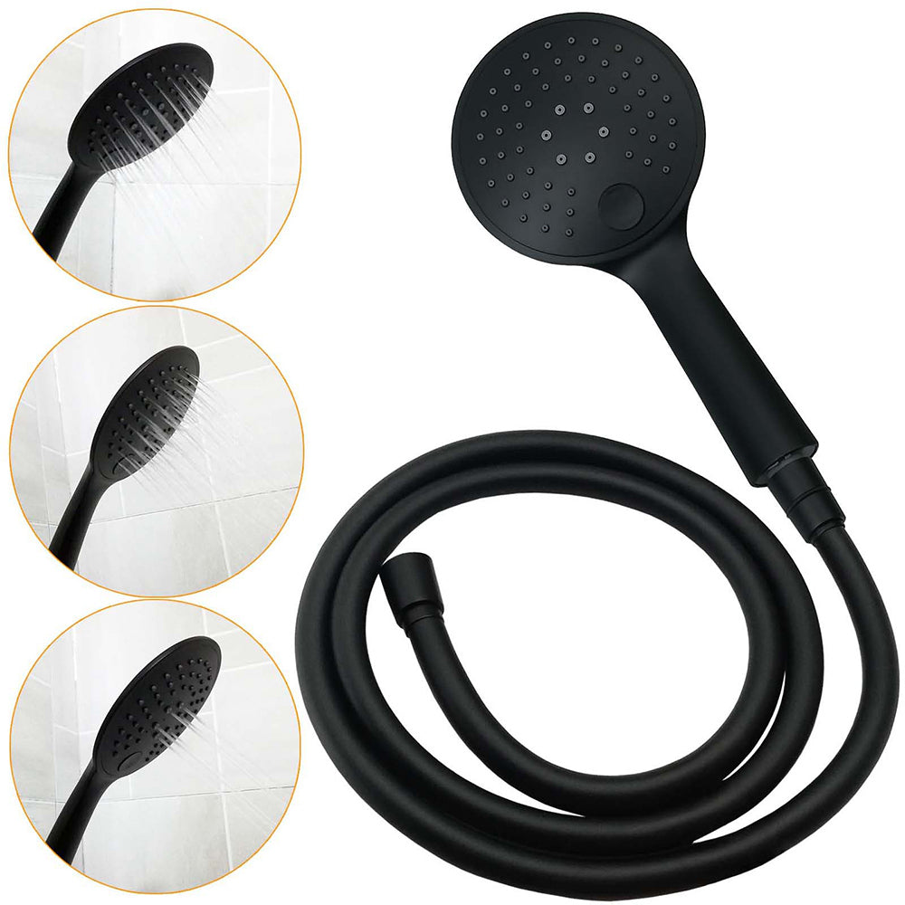 WELS Matt Black Twin Shower 8" Round Head Set Sliding Rail 3 Mode Handheld Rose