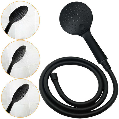 WELS Matt Black Twin Shower 8" Round Head Set Sliding Rail 3 Mode Handheld Rose