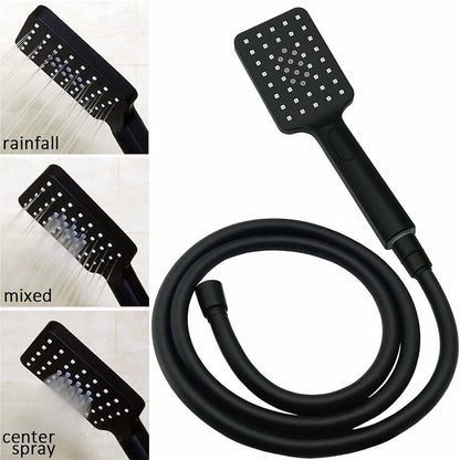 WELS Matt Black 2in1 Set Square 10" Shower Rain Head Handheld Adjustable Silde Rail