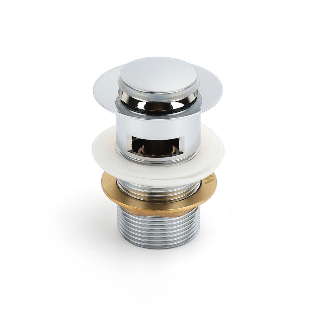 32mm Pop Up Push Brass Waste Plug Overflow Basin Sink Drain Chrome Kit Watermark