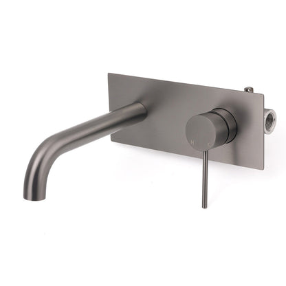 WELS Gun Metal Round Wall Basin Mixer Vanity Sink Tap Hot Cold Faucet Spout