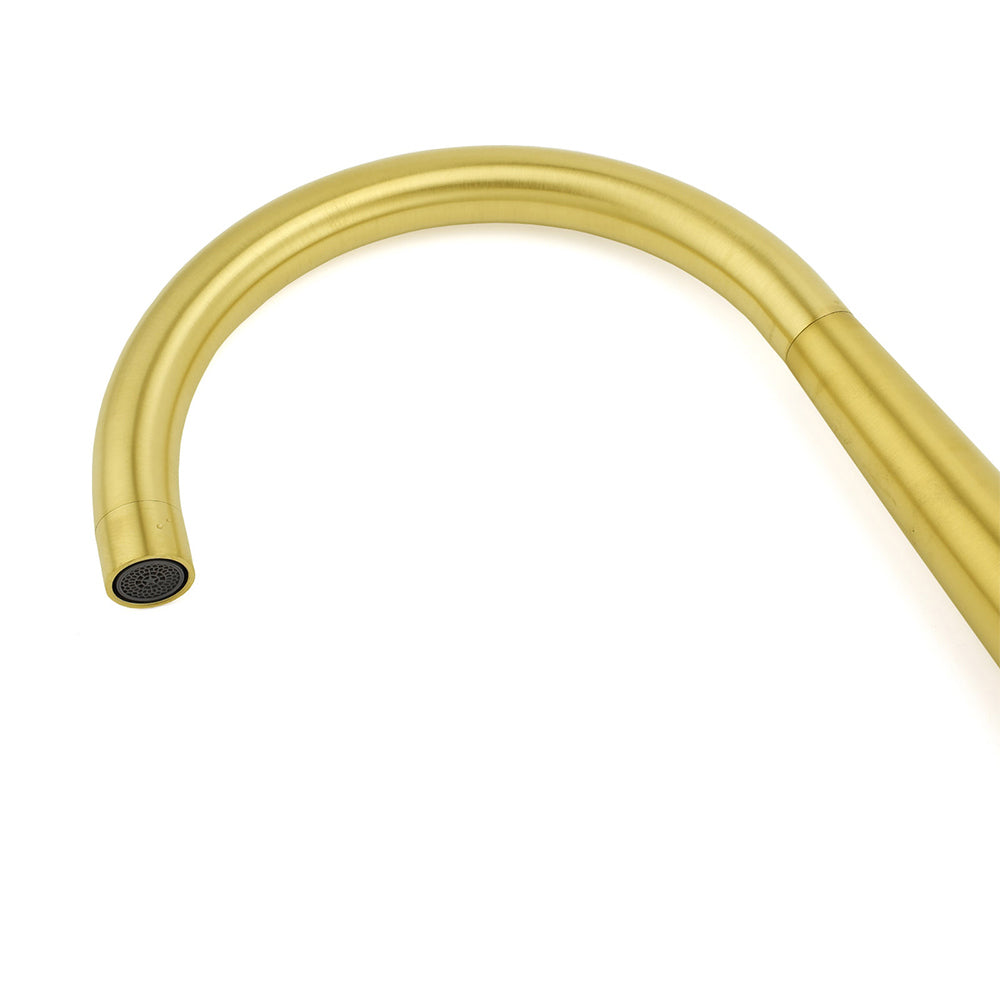 Brushed Gold Round Kitchen Mixer Sink Tap 360 Swivel Basin Laundry Faucet Spout