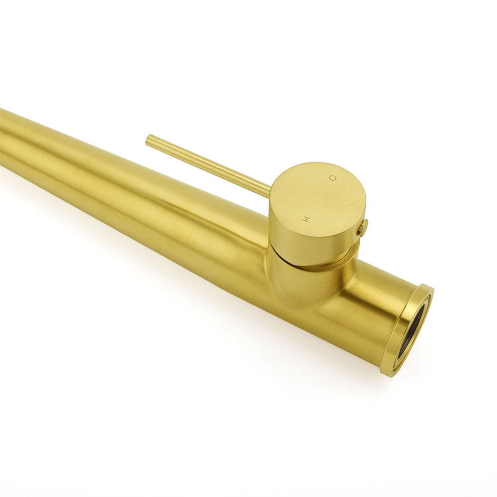 Brushed Gold Round Kitchen Mixer Sink Tap 360 Swivel Basin Laundry Faucet Spout