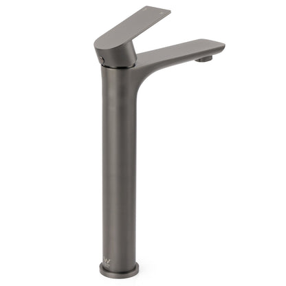 WELS Gun Metal Grey Round High Rise Basin Mixer Bathroom Vanity Faucet Tapware
