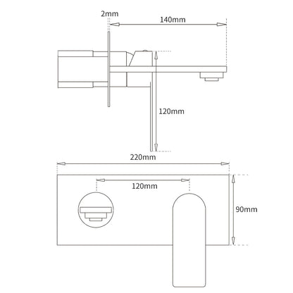 WELS 4.5L/m Chrome Square Wall Mounted Basin Mixer Laundry Faucet Tap Spout Set
