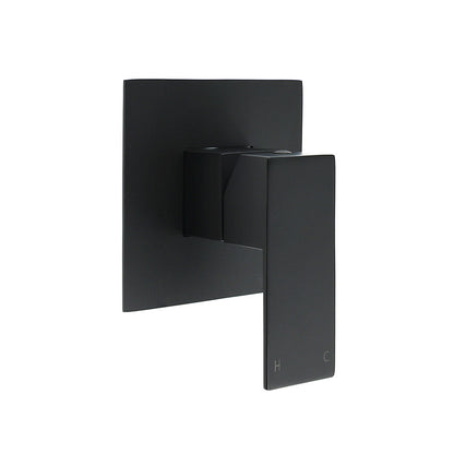 Matt Black Square Shower Mixer Hot Cold Tap Ceramic Cartridge Spindle Watermark