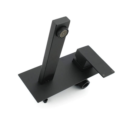 Matt Black Basin Mixer Bathroom Tub Faucet Wall Mount Tap Hot Cold Water Spout