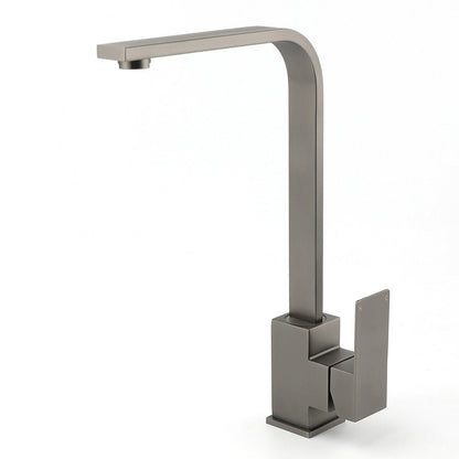 WELS Gun Metal Square Gooseneck Swivel Laundry Kitchen Mixer Faucet Sink Tap Set