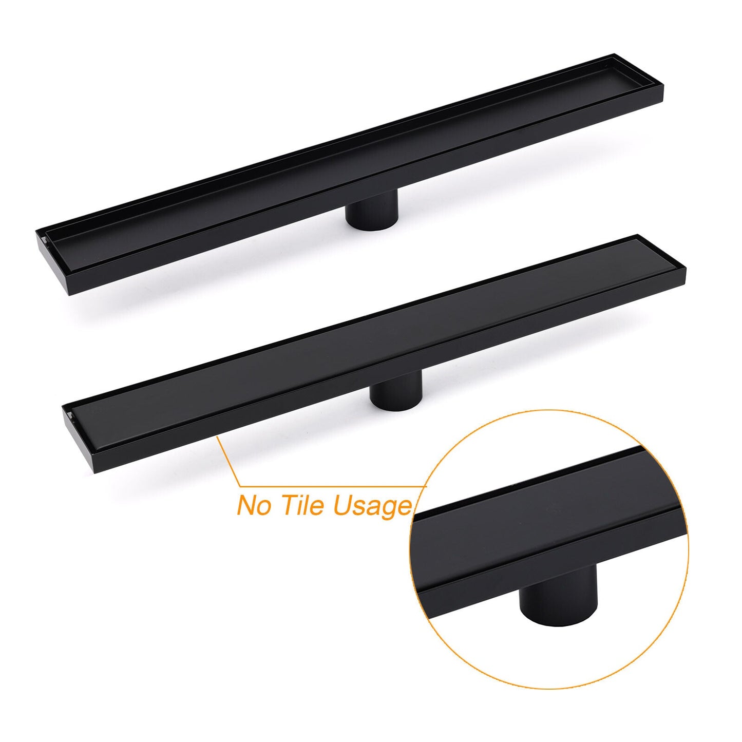 WaterMark Matt Black 900mm Tile Insert Shower Grate Floor Drain 50mm Flow Waste